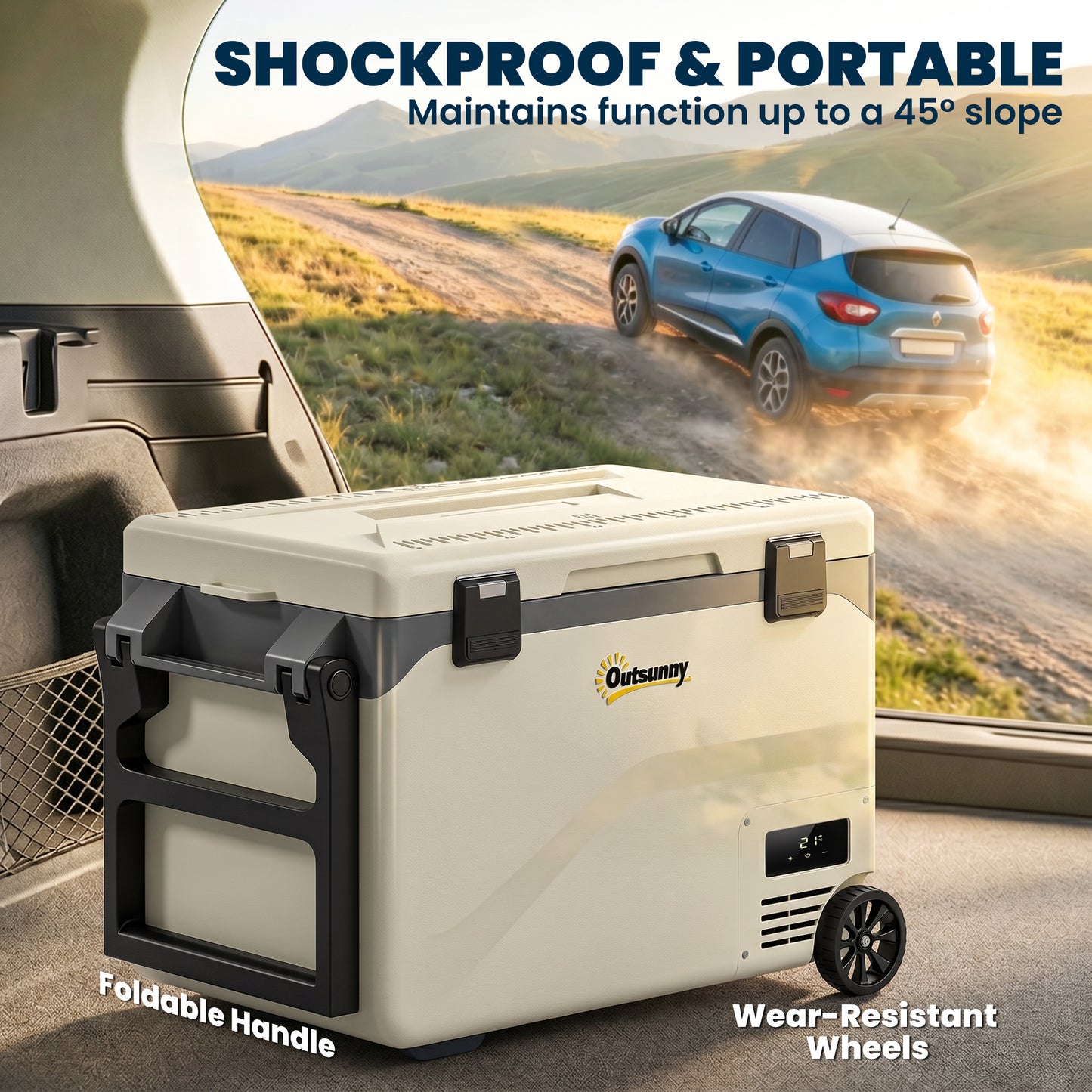 42.5L Compressor Car Fridge Freezer, Camping Refrigerator with App Control, 20℃-20℃