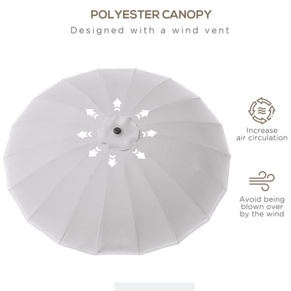 2.5m Tilting Parasol, with Pleated Canopy - Light Grey