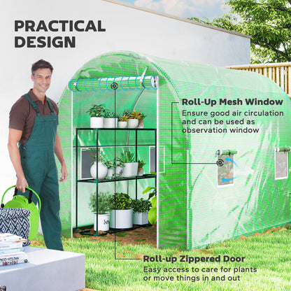 300 x 195cm Walk-In Tunnel Greenhouse - Green