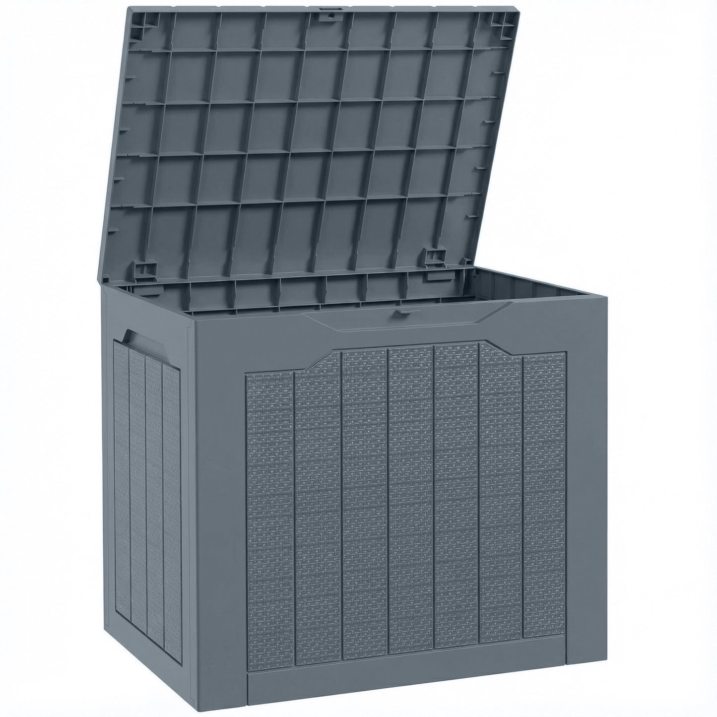 97L Plastic Garden Storage Box, Outdoor Storage Box with Handles, Waterproof Outdoor Storage Container, Light Grey