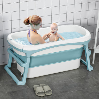 Foldable Bathtub Kids Bath Tub with Lid Large Freestanding Bathtubs Home Sauna for Toddler Children Teenage 1 - 12 Years