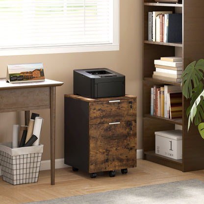 Two-Drawer Lockable Filing Cabinet - Black and Rustic Brown