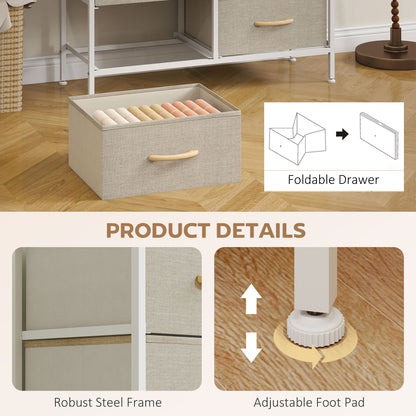 Fabric Chest of Drawers, Industrial Bedroom Dresser with 8 Fabric Drawers, Steel Frame and Wooden Top for Nursery