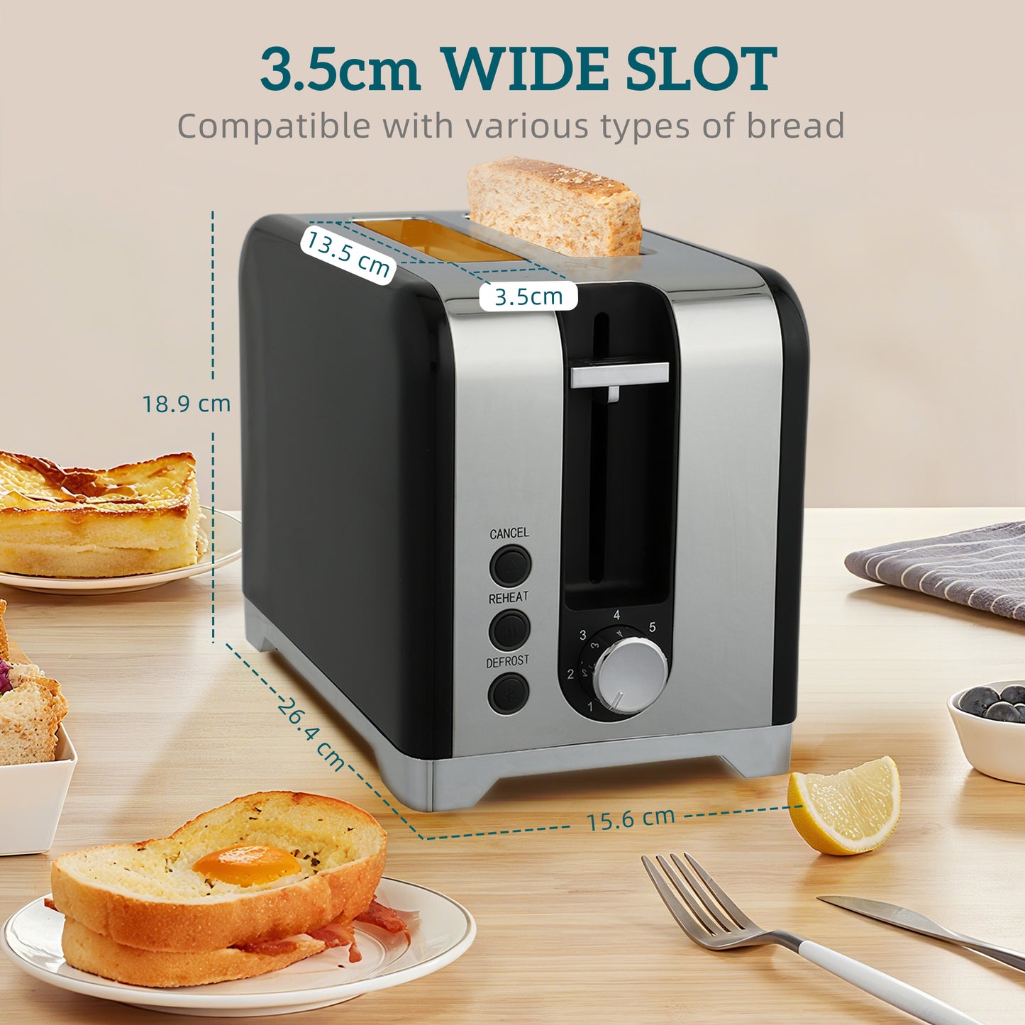 Retro Toaster and Kettle Set - Black