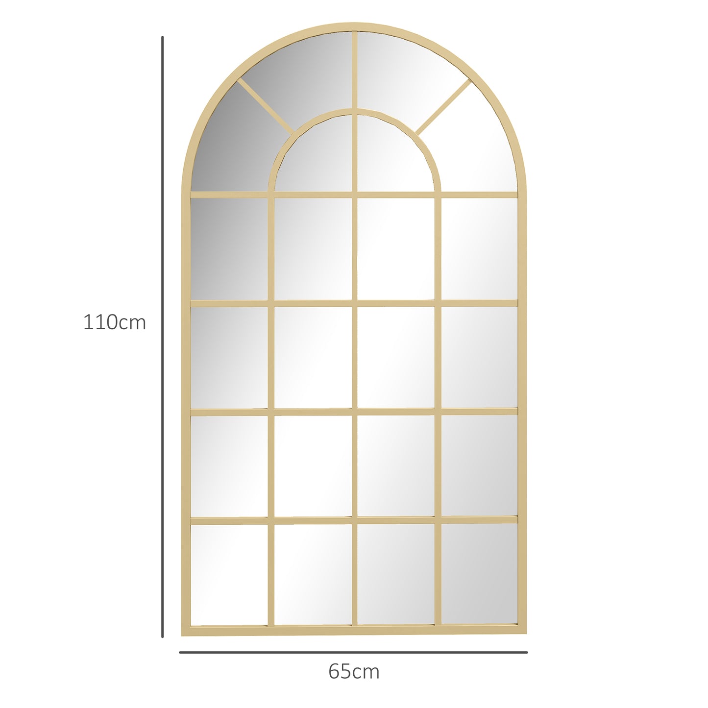 110 x 65 cm Arched Decorative Wall Mirror for Bedroom Living Room, Modern Window Bathroom Mirror for Home Decor