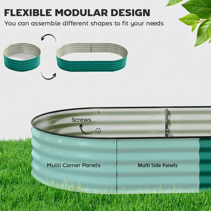 Galvanised Raised Garden Bed, Metal Planter Box with Safety Edging, for Flowers, Herbs, Succulents, Light Green