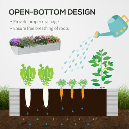 Raised Garden Bed with Greenhouse, Steel Planter Box with Plastic Cover, Roll Up Window, Dual Use for Flowers, Vegetables