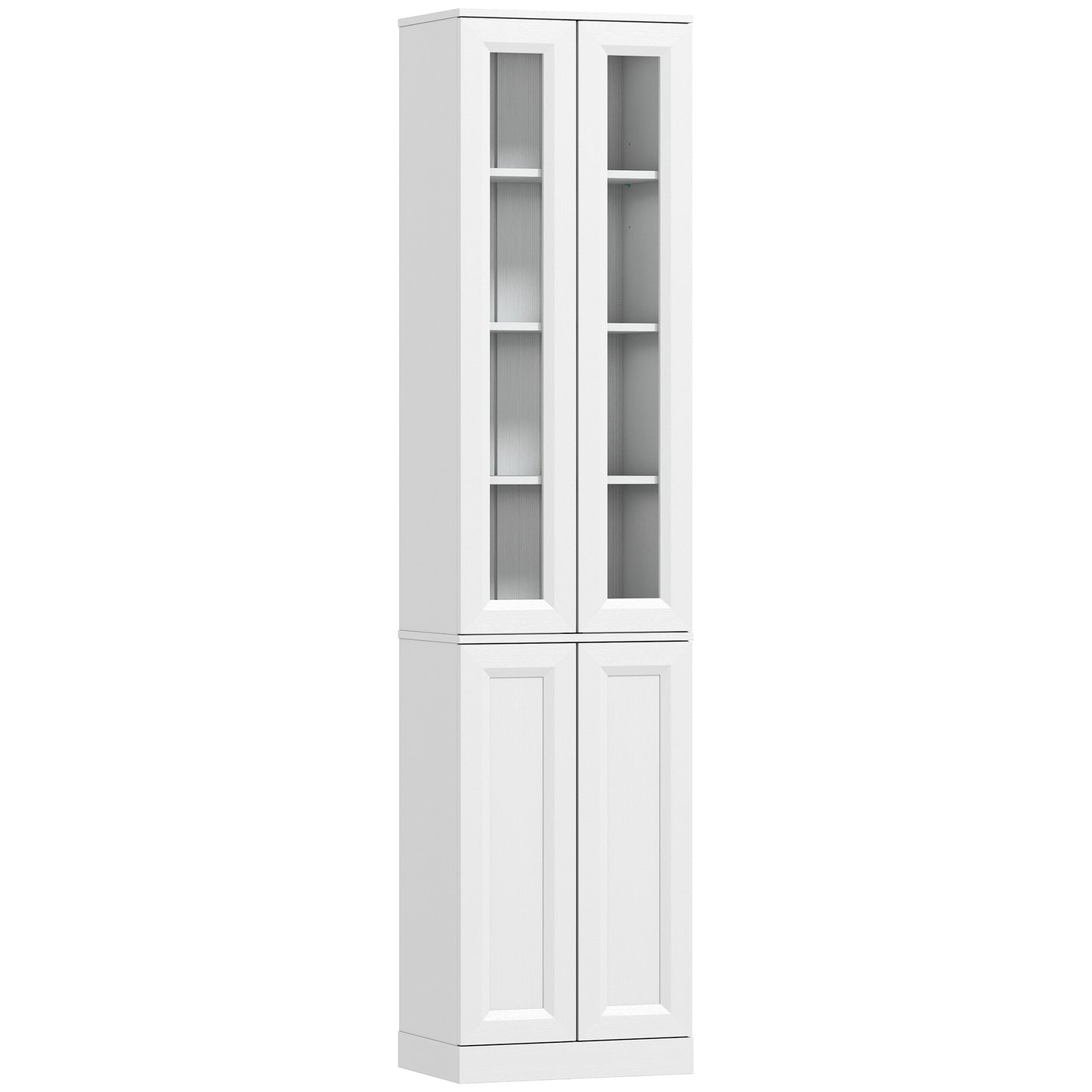 Tall Bathroom Storage Cabinet, 6-Tier Slim Bathroom Cabinet with Adjustable Shelf, 4 Soft-Close Doors, White