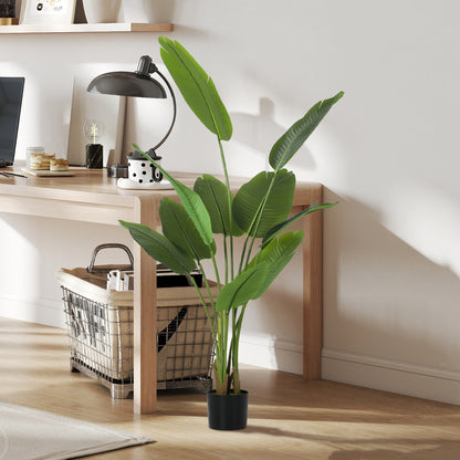 160cm Tall Artificial Bird of Paradise Plant, Faux Banana Leaf Tree with PEVA Leaves and Flocking