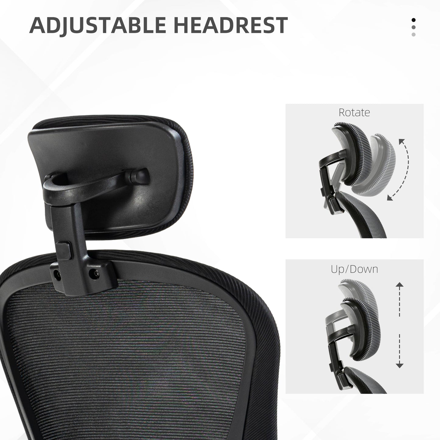 Multi-Adjustable Office Chair, with Lumbar Support, Headrest and Mesh Back - Black