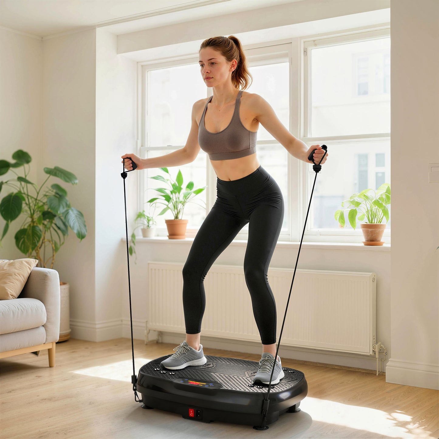 Vibration Plate Exercise Machine with 120 Speed Levels, 5 Programs, Quiet Vibrating Plate with Resistance Bands