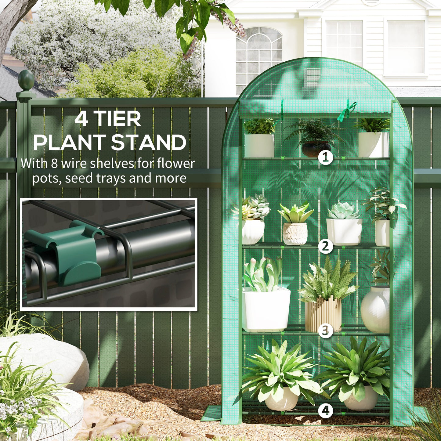 Four Shelf Mini Greenhouse - Green