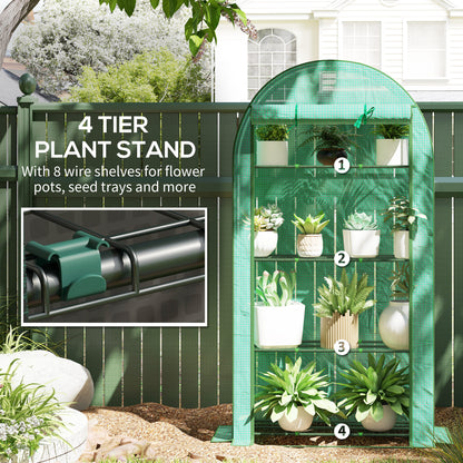 Four Shelf Mini Greenhouse - Green