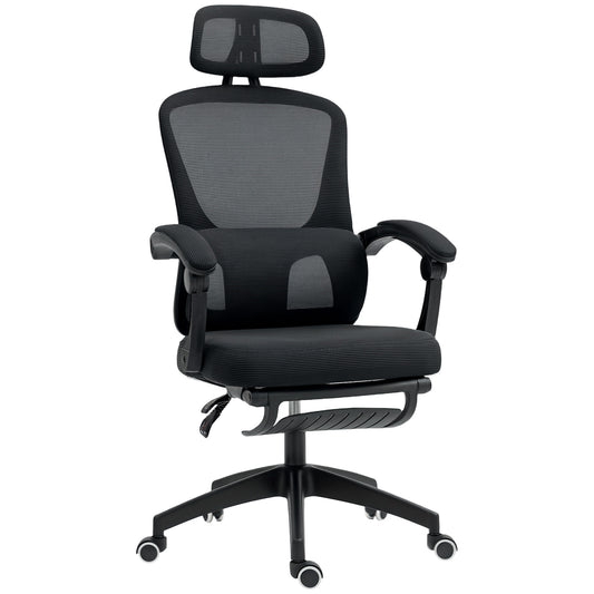 Ergonomic Office Chair, Mesh High Back Desk Chair with Adjustable Lumbar Support and Headrest, Footrest