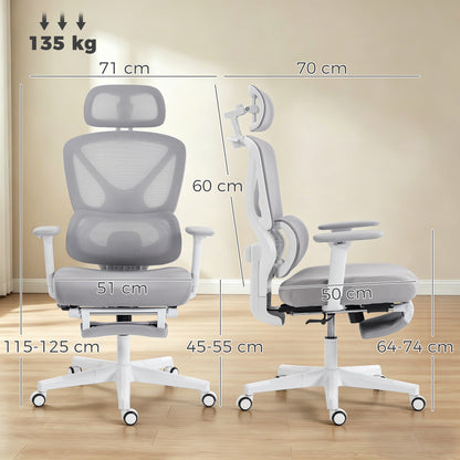 Ergonomic and Adjustable Office Chair - Grey