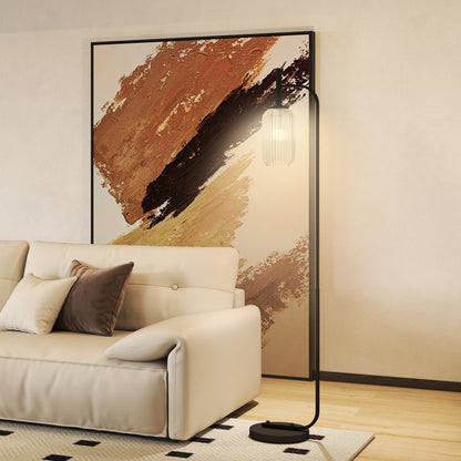 Floor Lamp for Living Room with Glass Lampshade, Modern Standing Lamp with Foot Switch for Bedroom, Bulb not Included, Black