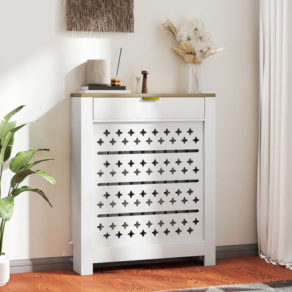78 x 19 cm Minimal Radiator Cover, with Drawer - White