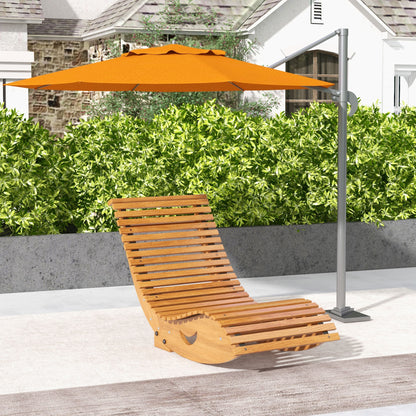 Outdoor Rocking Chair w/ Slatted Seat, Wooden Rocking Chair, 130cm x 60cm x 60cm, Light Brown