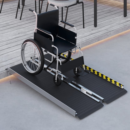 Wheelchair Ramp, 122L x 73Wcm, 272KG Capacity, Folding Aluminium Threshold Ramp with Non-Skid Surface