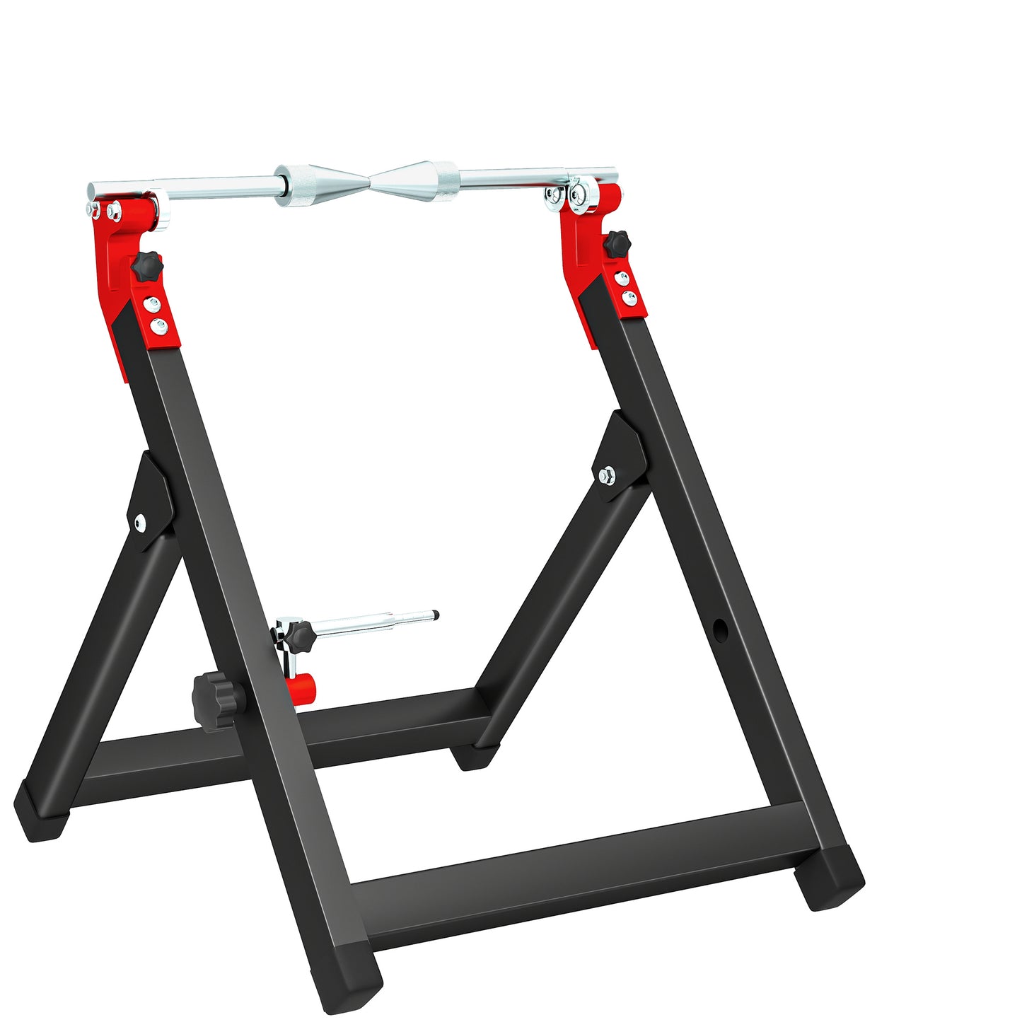 Foldable Motorcycle Wheel Balancer Truing Stand with Spoke Wrench, Steel Bike Tyre Rim Balancing Stand with Aluminium Shaft