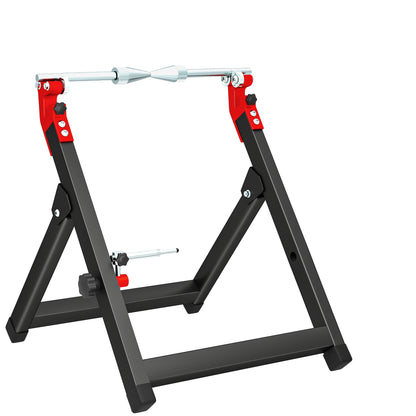 Foldable Motorcycle Wheel Balancer Truing Stand with Spoke Wrench, Steel Bike Tyre Rim Balancing Stand with Aluminium Shaft