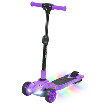Three-Wheel Foldable Electric Scooter for Kids Aged 6-10 Years, Purple