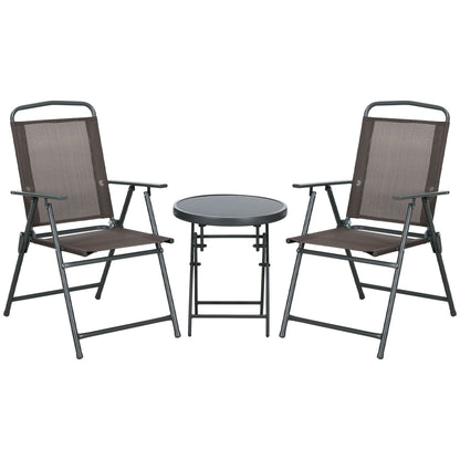 Three-Piece Garden Seat Set, with Glass-Top Table - Brown