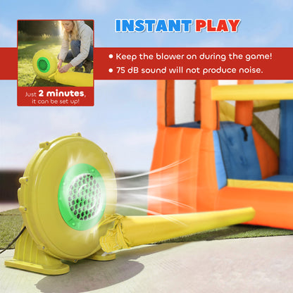 5 in 1 Bouncy Castle for Children, Inflatable Bounce House with Dual Slides, Pool, Climbing Wall, Water Cannons, Blower