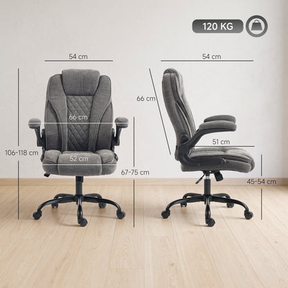 Office Chair, Ergonomic Desk Chair with Flip-up Armrest, Pocket Springs, Swivel Wheels, Adjustable Height, Dark Grey