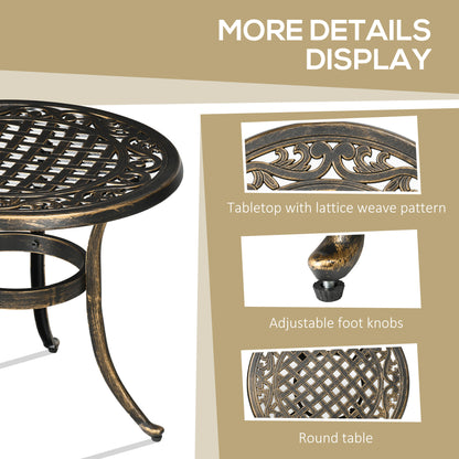 Outdoor Garden Table, Cast Aluminium Patio End Table with Anti-slip Foot Pads for Garden, Patio, Balcony, 60 x 60 cm