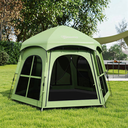 Pop Up Tent 3000mm Waterproof Instant Camping Tent 3-4 Person with 2 Doors 4 Windows Green