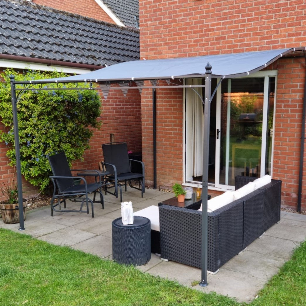 3x3m Metal Pergola with Canopy Garden Awning for Garden Parties, Grey