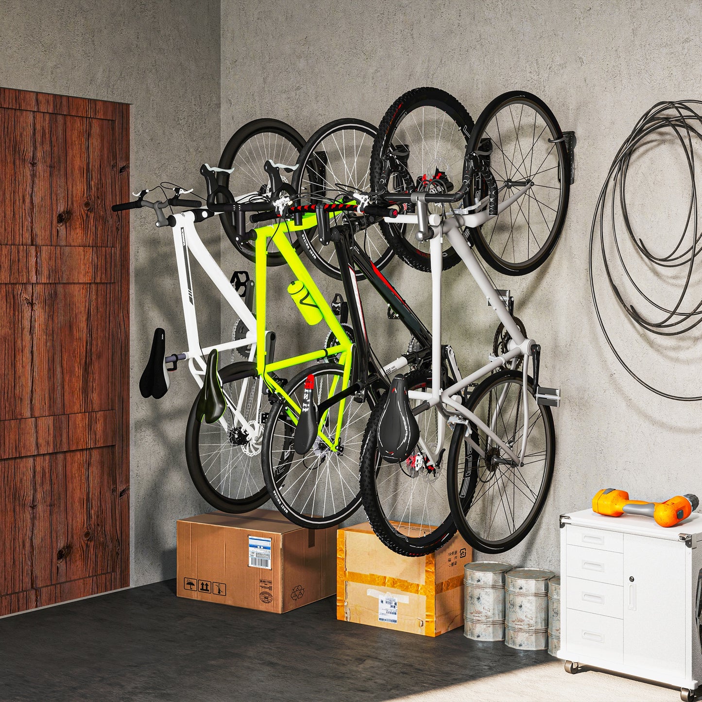 4 Pack Bike Rack, Wall Mounted Bicycle Hanger Hook, Foldable Garage Bike Wall Rack