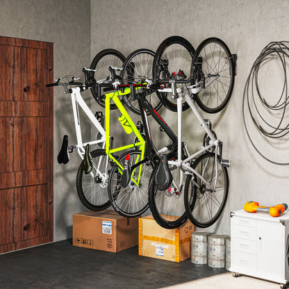 4 Pack Bike Rack, Wall Mounted Bicycle Hanger Hook, Foldable Garage Bike Wall Rack