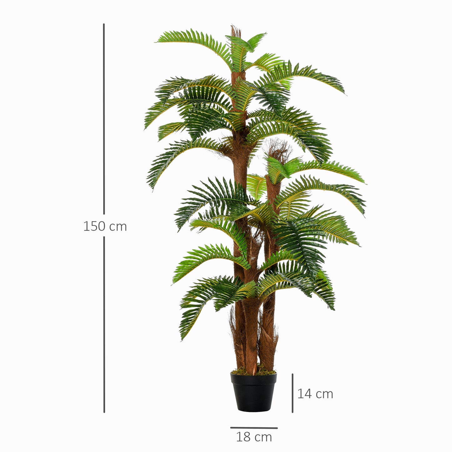 Artificial Plant Tropical Fern in Pot, Fake Plants for Home Indoor Decor, 150cm, Green