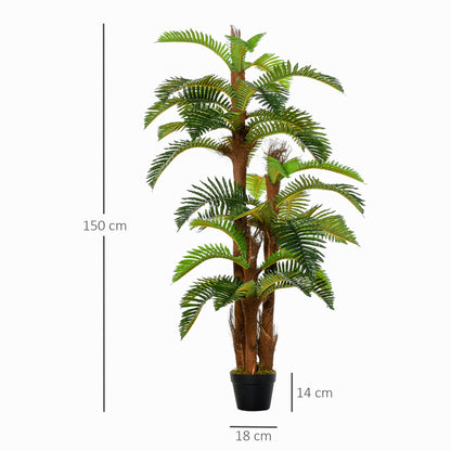 Artificial Plant Tropical Fern in Pot, Fake Plants for Home Indoor Decor, 150cm, Green