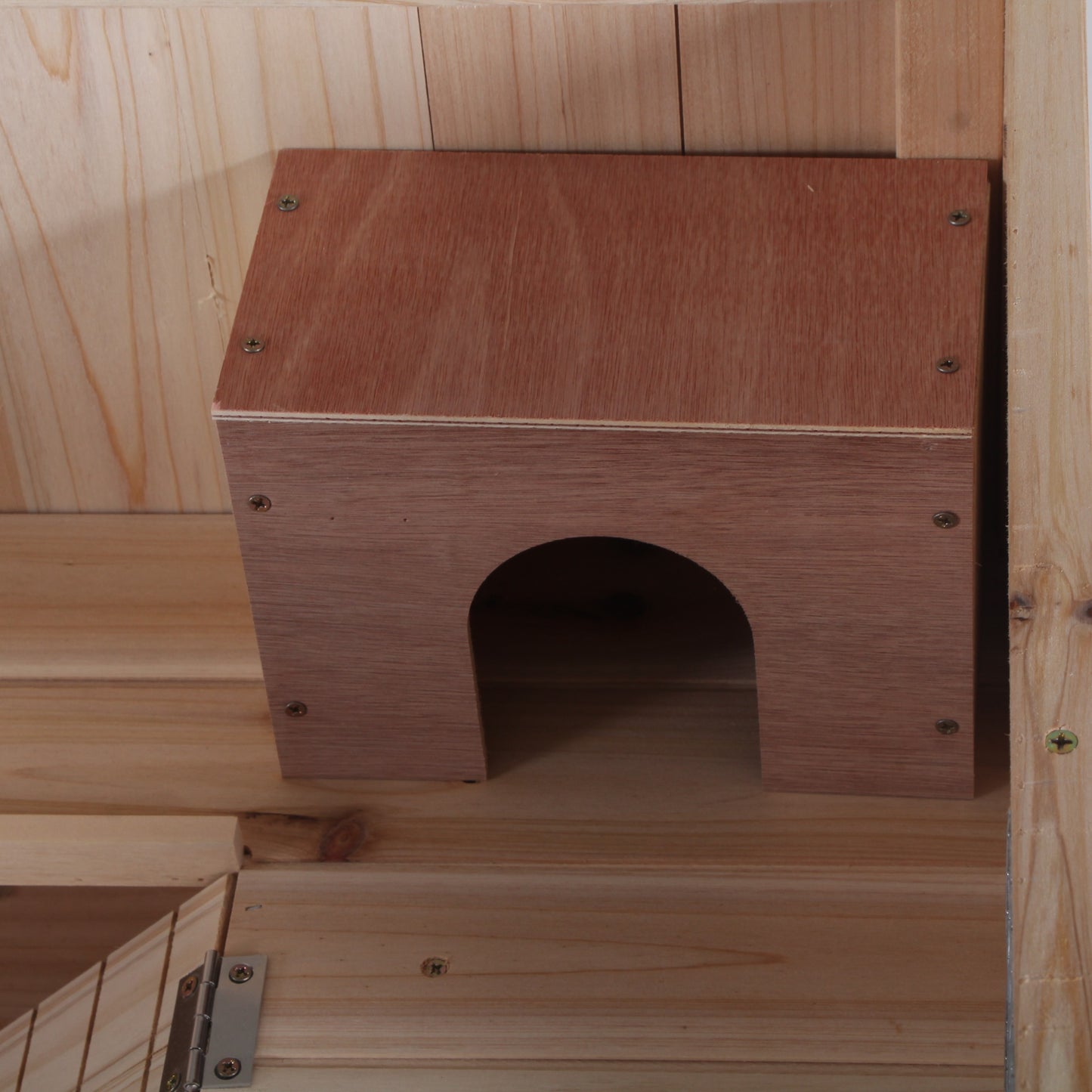 Wooden Hamster Cage, Mice Rodent Small Animals Kit Hutch, 3 Tiers Exercise Play House, with Wheels, Bottom Tray