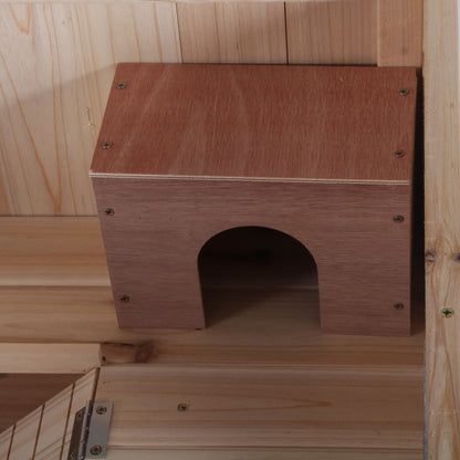 Wooden Hamster Cage, Mice Rodent Small Animals Kit Hutch, 3 Tiers Exercise Play House, with Wheels, Bottom Tray