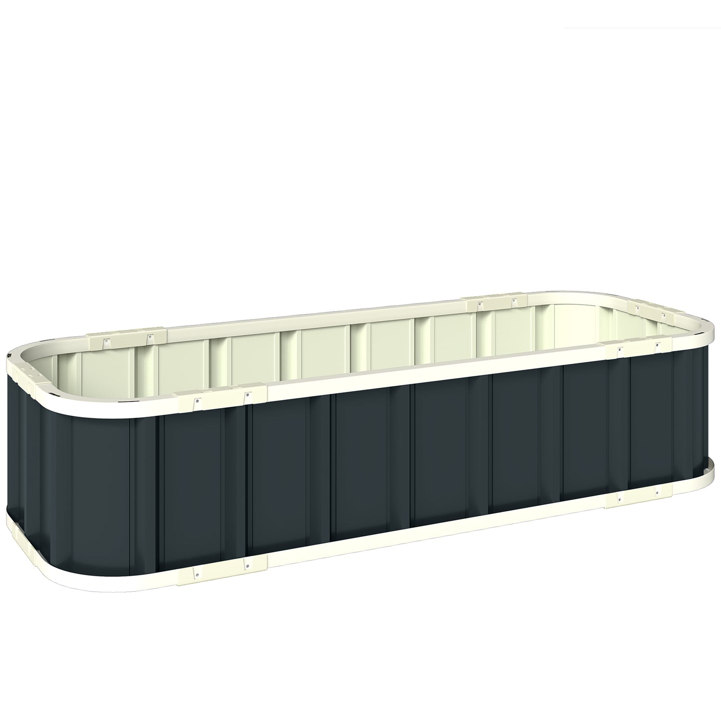 Galvanised Raised Garden Bed, 4.5 x 2 x 1 ft Metal Planter with Gloves and Folded Edging, Dark Grey