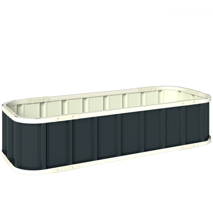 Galvanised Raised Garden Bed, 4.5 x 2 x 1 ft Metal Planter with Gloves and Folded Edging, Dark Grey