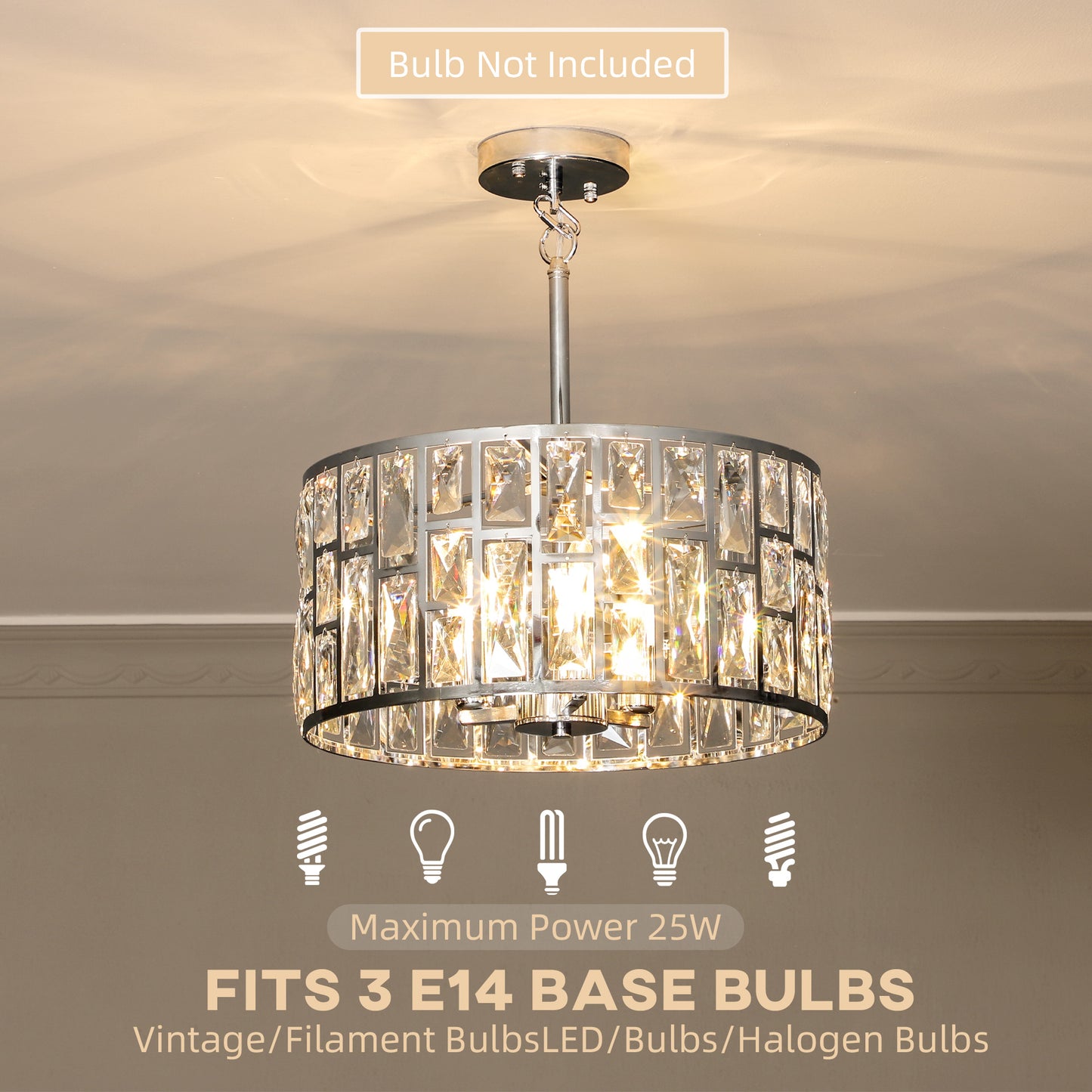 72 Glass Crystallite Chandelier - Silver-Tone