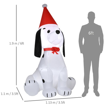 6ft Inflatable Christmas Puppy Dog Wearing Santa Hat Lighted Outdoor Decoration Blow Up Decor for Holiday Indoor
