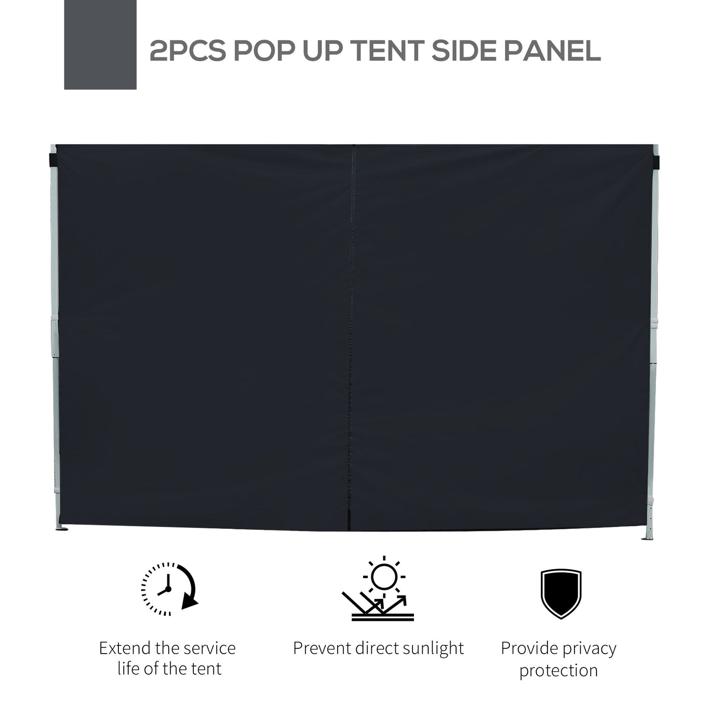 2.95 Meters Gazebo Replaceable Exchangeable Side Panel Wall Panels Walls With Window, Black