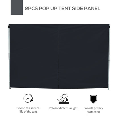 2.95 Meters Gazebo Replaceable Exchangeable Side Panel Wall Panels Walls With Window, Black