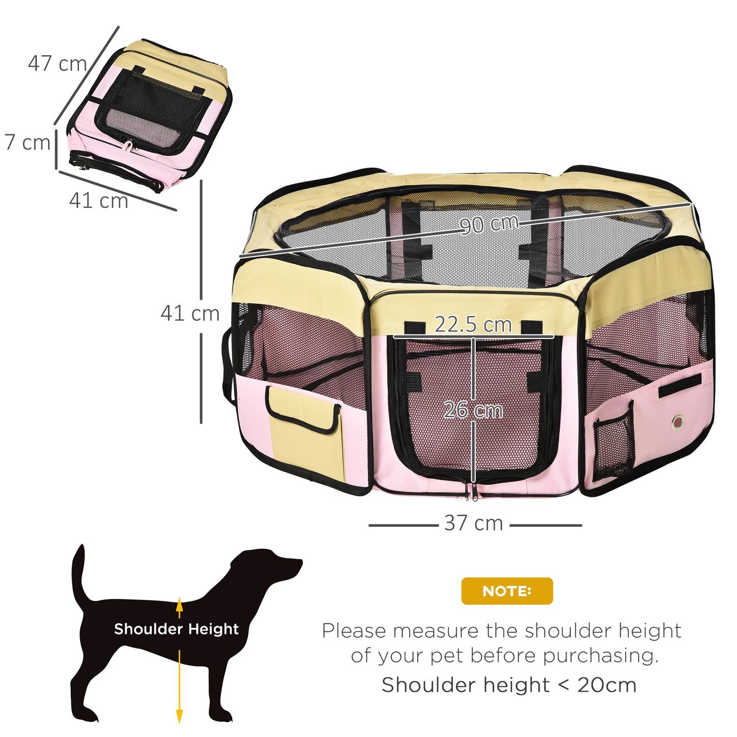 600D Oxford Soft Fabric Kennel, Pet Whelping Box Lightweight Dog Cat Puppy Playpen Rabbit Guinea Pig Foldable Portable Play P