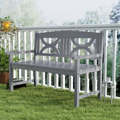 2-Seater Wooden Garden Bench Outdoor Patio Loveseat for Porch, Grey