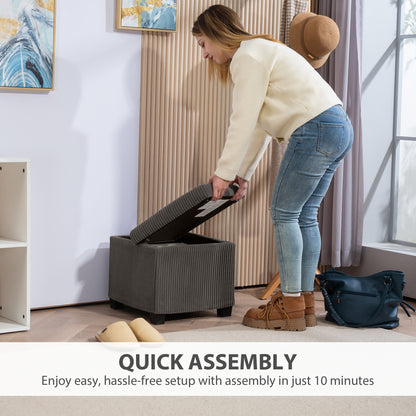 Storage Ottoman Bench, Corduroy Storage Chest Box with Wooden Legs, 40cm Bed End Bench for Living Room, Bedroom, Entryway