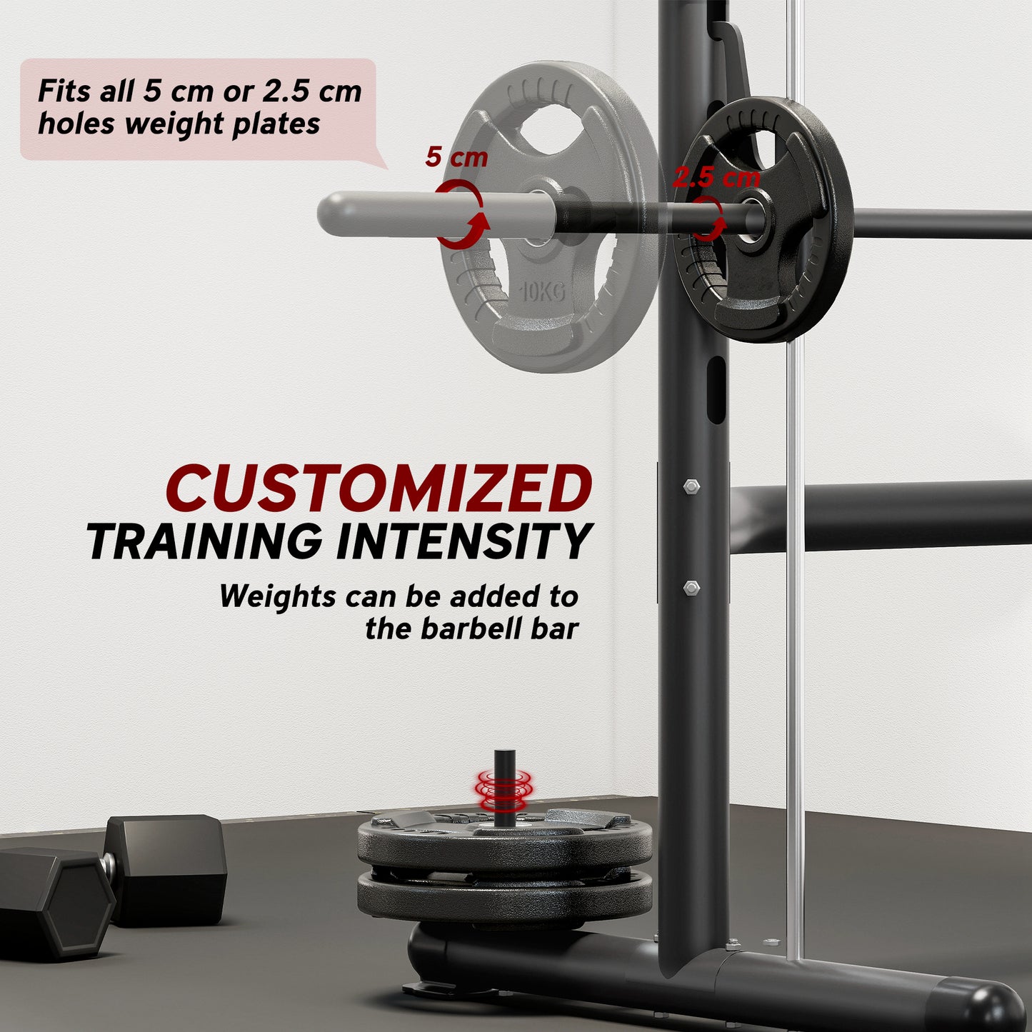 Adjustable Squat Rack, with Pull Up Bar, Barbell Bar for Home Gym