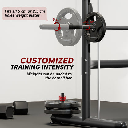Adjustable Squat Rack, with Pull Up Bar, Barbell Bar for Home Gym