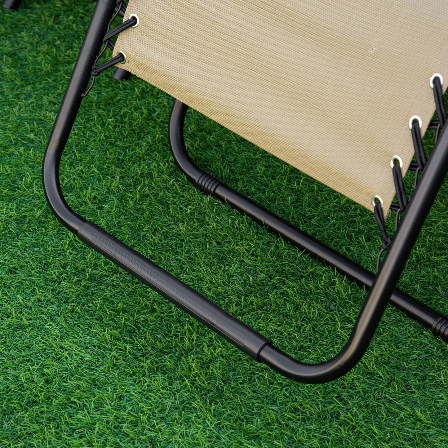 Folding Zero Gravity Chairs, 3 Pieces Adjustable Sun Lounger and Table Set with Cup Holder and Headrest
